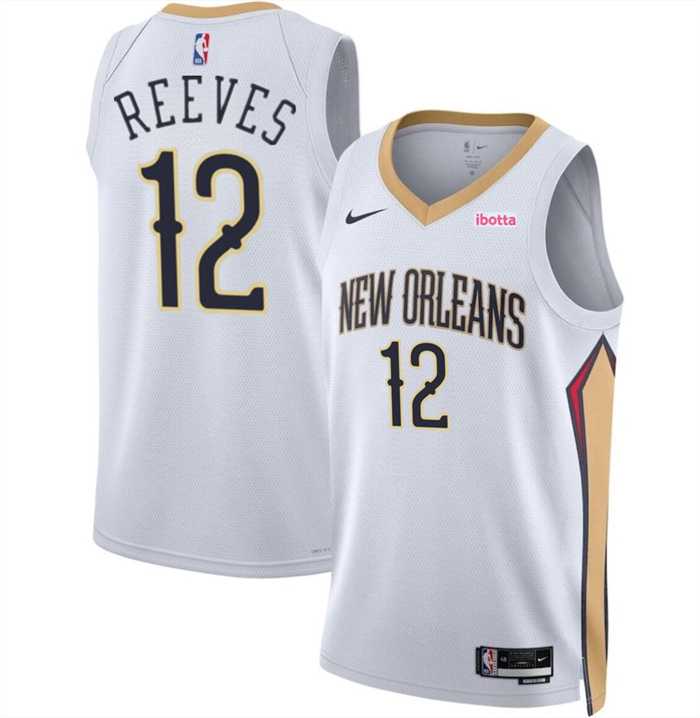 Mens New Orleans Pelicans #12 Antonio Reeves White 2024 Draft Association Edition Stitched Basketball Jersey Dzhi->new orleans pelicans->NBA Jersey